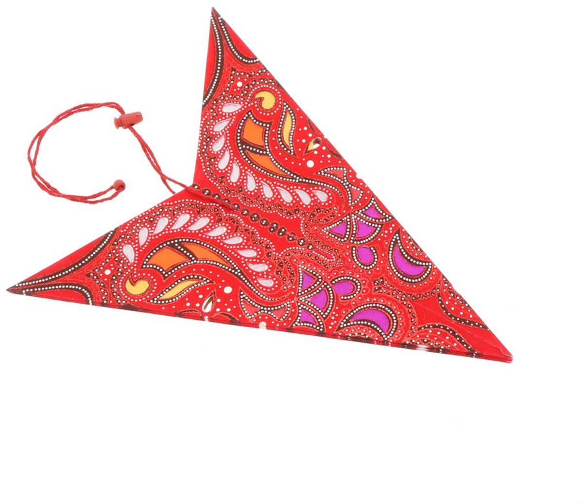 Kerstster papier met verlichting - 60 cm diameter, 24 cm diep - Kerst ster voor binnen - Ganesha Rood - FSC papier - Incl. 3 m. snoer met stekker, schakelaar en E14-fitting - Kerst Raam decoratie - Kerstversiering - Kerstverlichting – foto 4