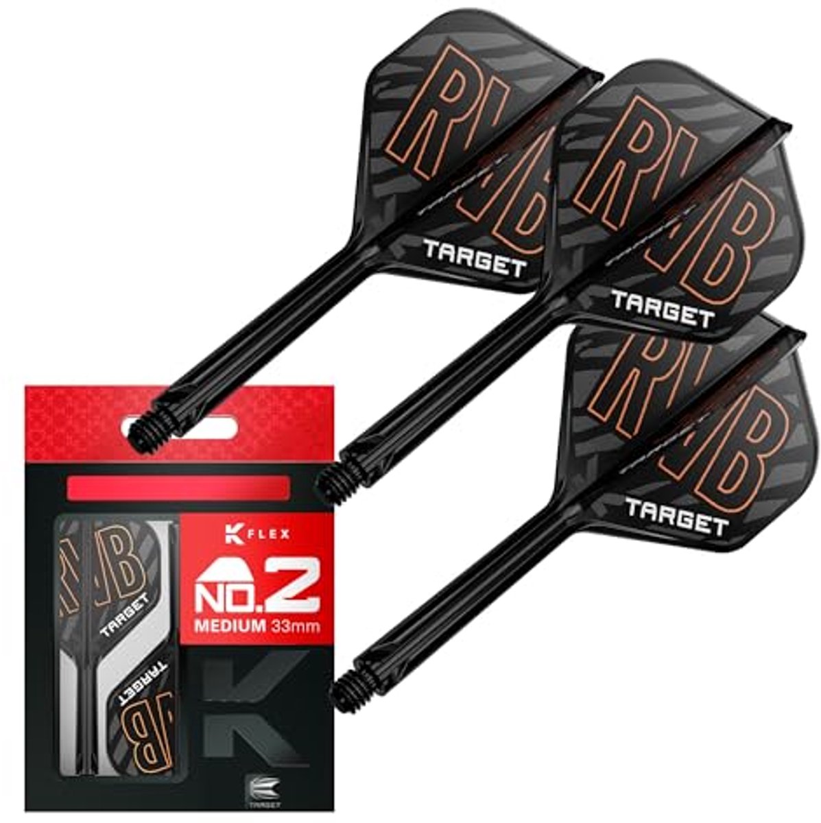 Darts K Flex Flights en Shaft System, Nr.2 (Middelmatig, 33mm) - Pak van 3 All In One Darts Accessoires
