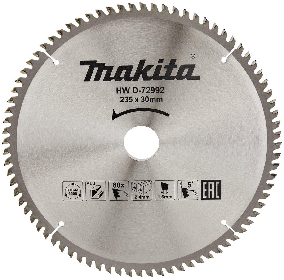 Makita Cirkelzaagblad voor Aluminium | Standaard | Ø 235mm Asgat 30mm 80T - D-72992