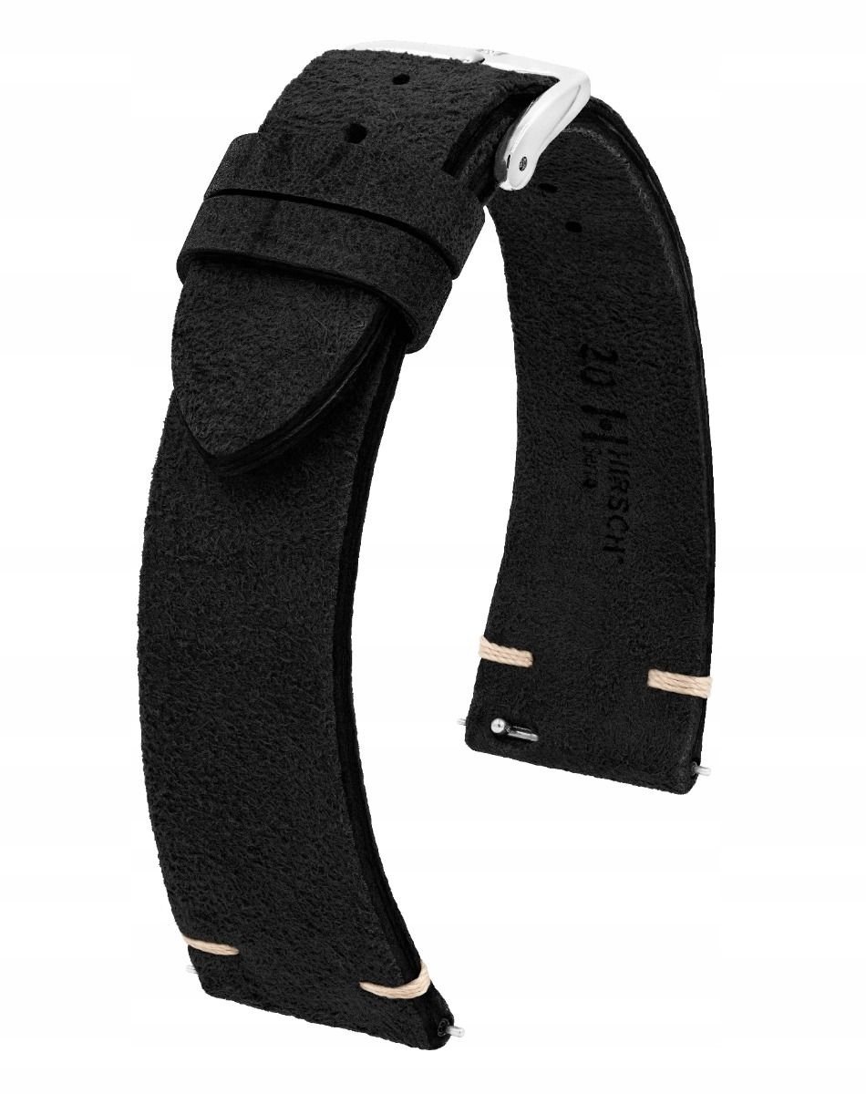 Hursch Serro Horloguesband Zwart Serro 22 mm Kudu Leer Quick Release