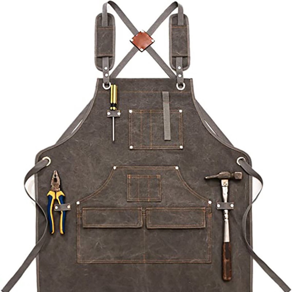Moderne minimalistische verdikte canvas schort, werkkleding voor schrijnwerker en elektricien, gereedschap schort, bevat een schort, zwart-grijs