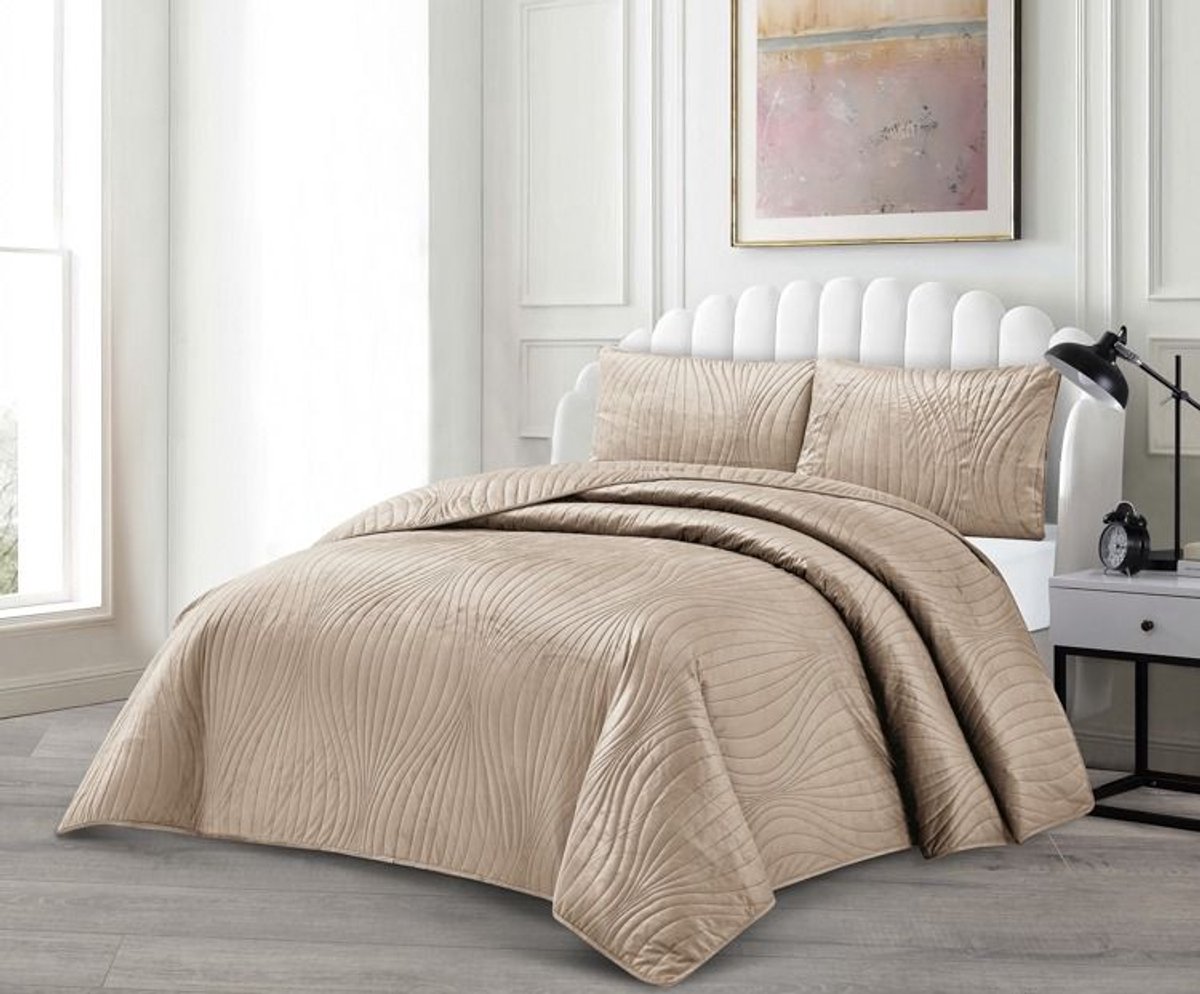 Lavella Iris Bedsprei Set 3-delig - Bruin - 250x240cm