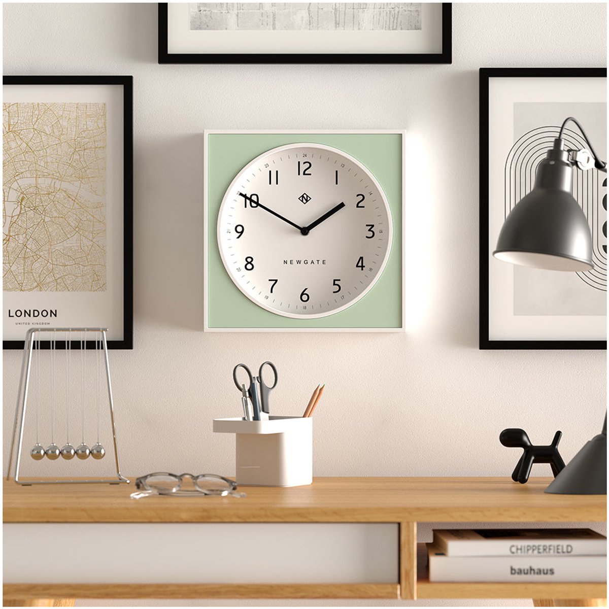 Burger & Chips wandklok mint 29cm