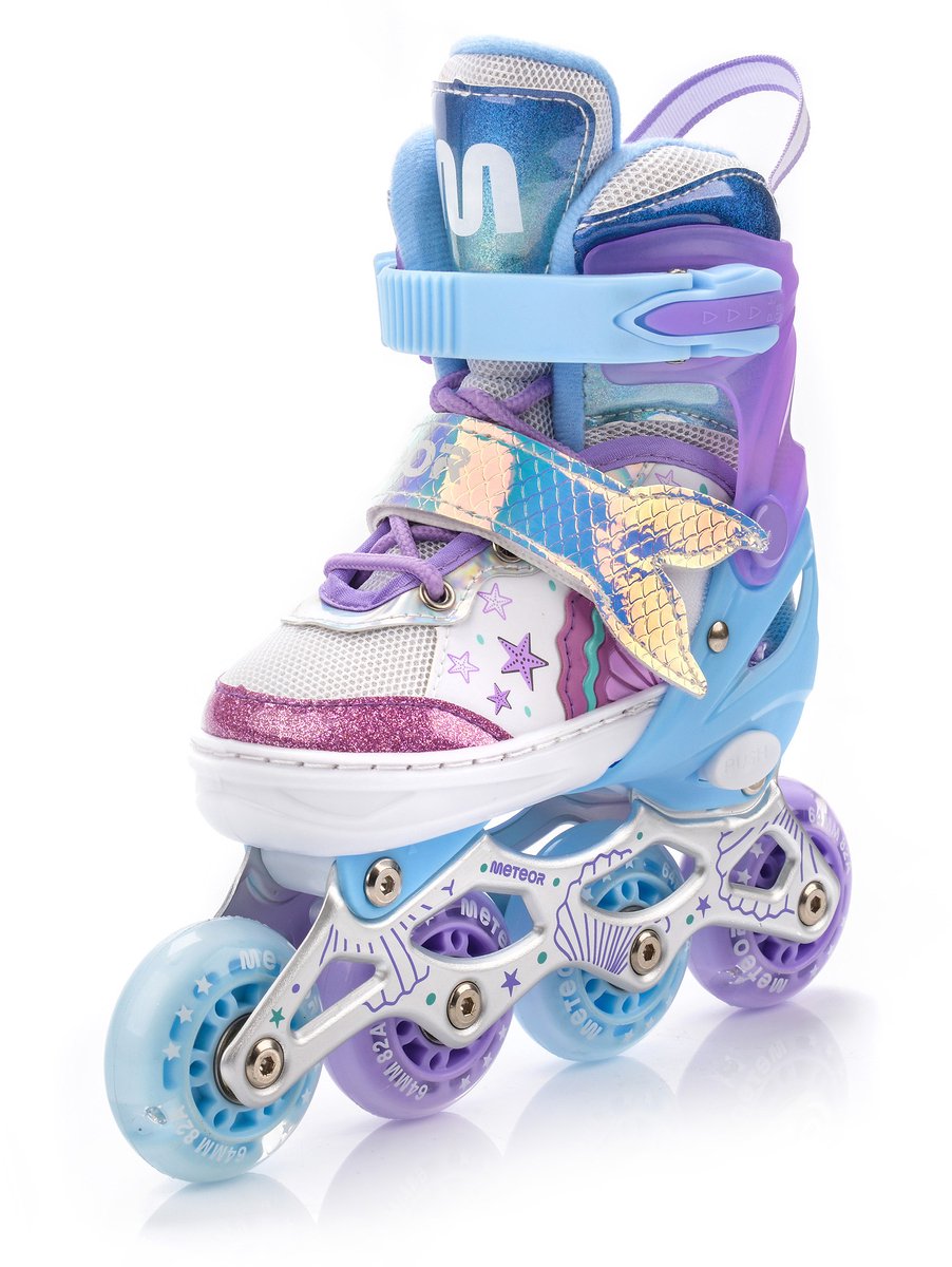 Meteor Mermaid Inline Skates 4in1 M 34-37 Skeelers met schaatsen en rolschaatsen Verstelbaar Blauw