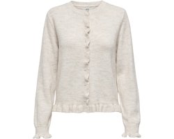 Jacqueline de Yong Vest Jdyletty L/s On Frill Cardigan Knt 15363485 Birch/melange Dames Maat - XS