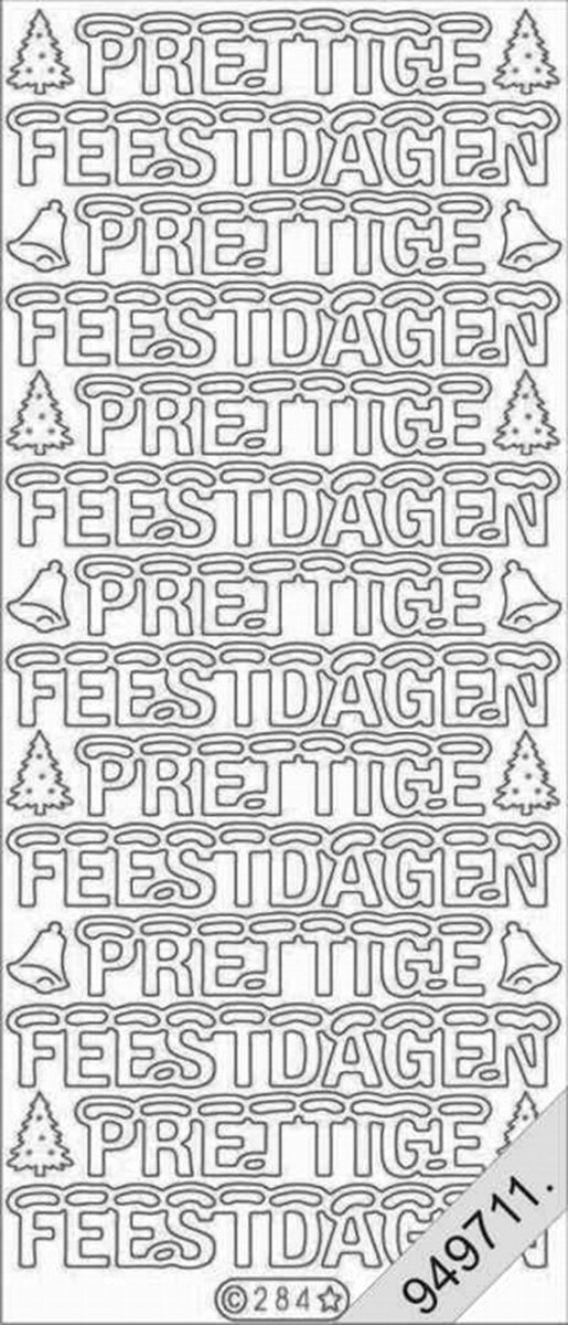 Stickervel Prettige Feestdagen zilver