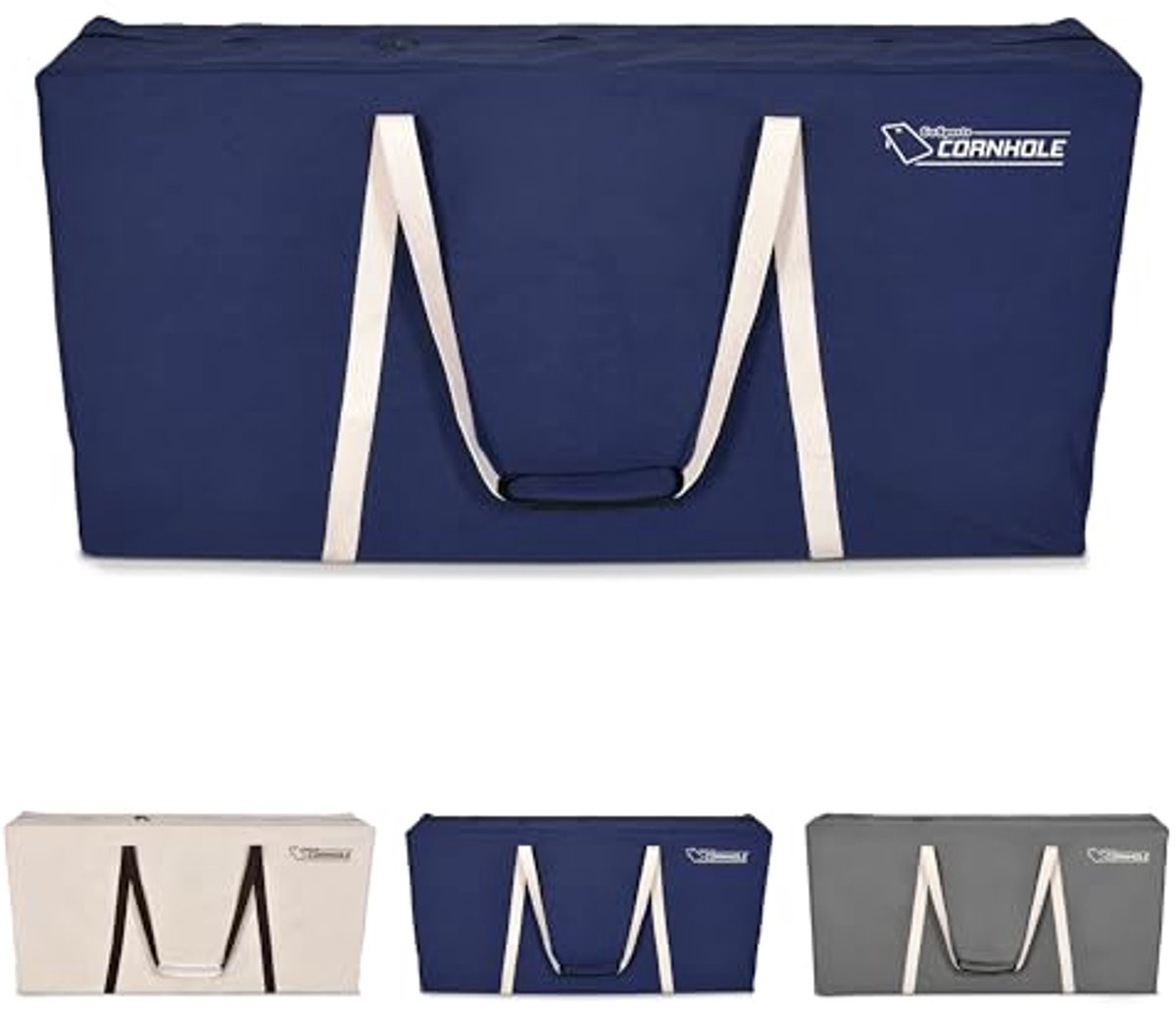 Canvas Cornhole Draagtas - PRO Grade 4' x 2' met Keuze uit Marineblauw, Grijs en Natuurlijke Kleuren