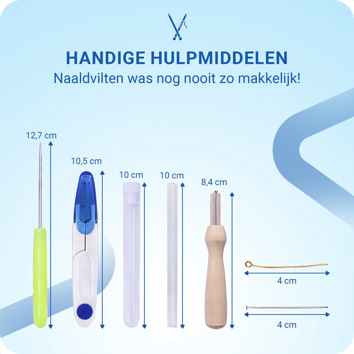 JT Products Naaldvilten Starterset Met 50 Kleuren 250 Gram Viltwol - 5 Gram Wol per Kleur + 63 Tools - 113 Stuks - Needle Felting Pakket - Knutselen Voor Beginners & Gevorderde - 7 Viltnaalden Vilten - Naald Vilt Kado - Knutsel Naaldvilt Cadeautjes — afbeelding 8