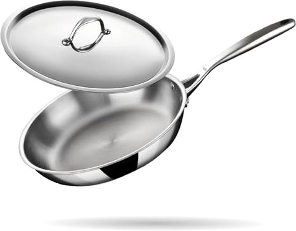 Roestvrijstalen Braadpan met Deksel - Inductiebodem - 24 cm - 1,8 L