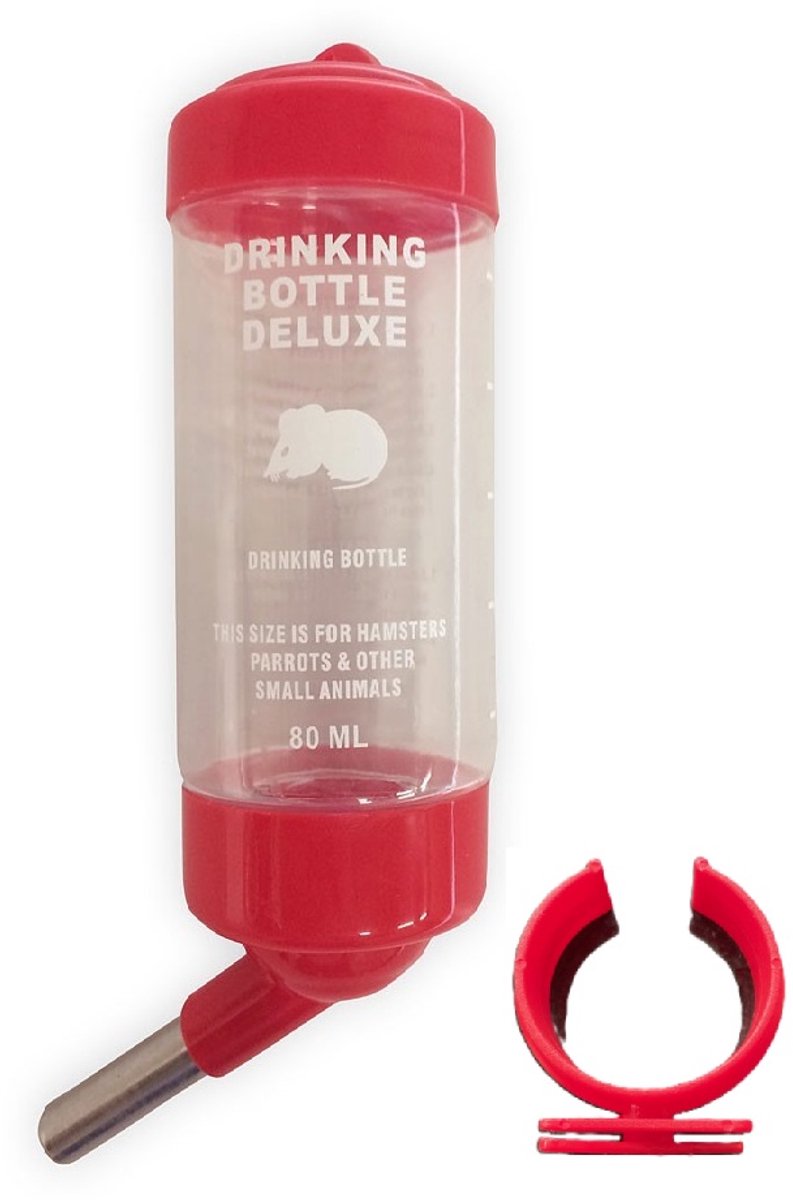 Drinkfles 80ml voor o.a. hamsters en muizen - drinkfles voor knaagdieren - 80 ml