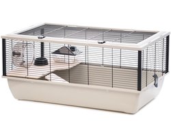 INTER-ZOO Bob Wood - Knaagdierkooi - Beige - 78x48x36 cm - Hout, Metaal & Kunststof - Ruim, Stevig en Natuurlijk Ontwerp