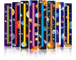 8x Leesliniaal met Leeslijn - 19 x 3,2cm - Leeslineaal - Leeshulp - Geleide Leesstrips - Planetaire vormgeving - Dyslexie Hulpmiddel - Tracking-linialen voor Dyslexie - Bladwijzers voor Kinderen, Leraren, Dyslexie Mensen
