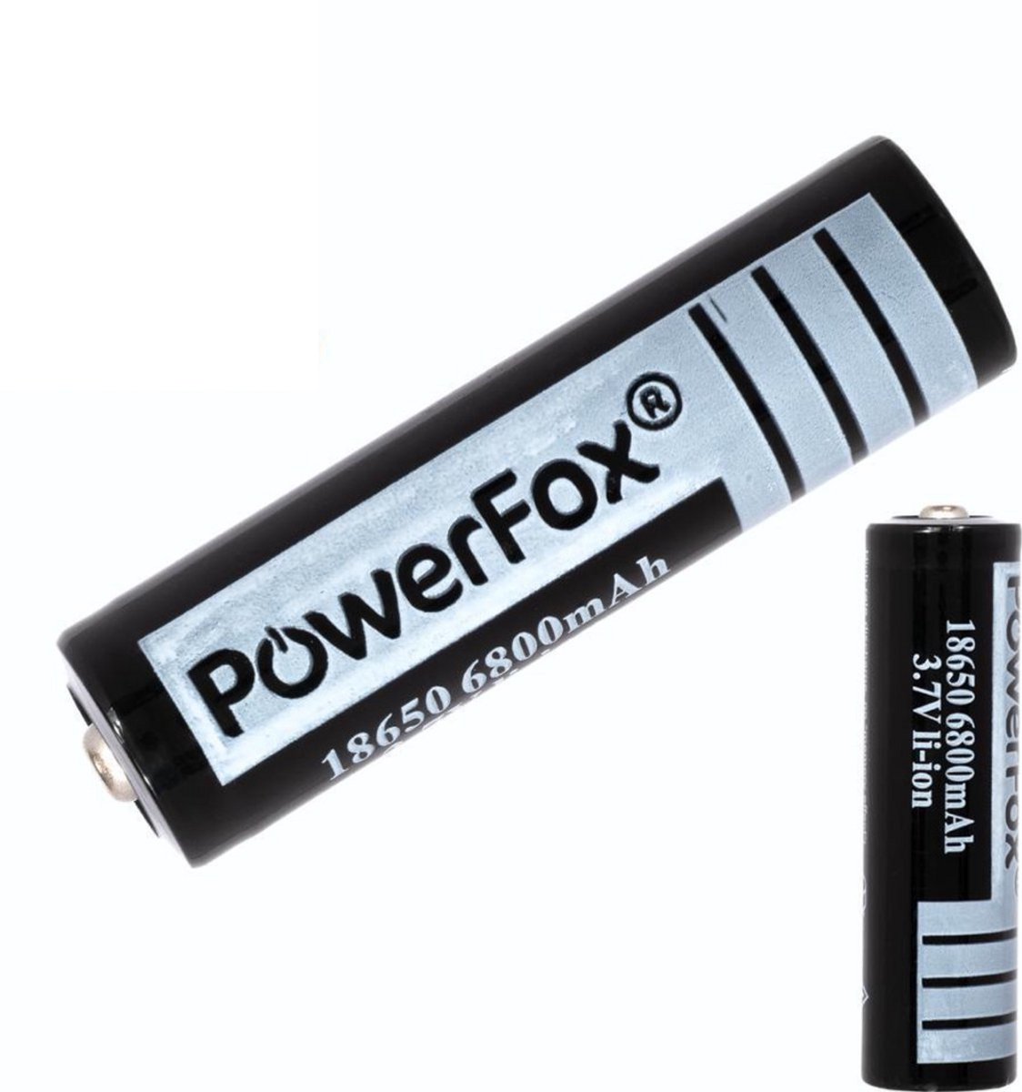 PowerFox® 1x 18650 Lithium batterij 37V 6800mAh oplaadbare batterij zwart