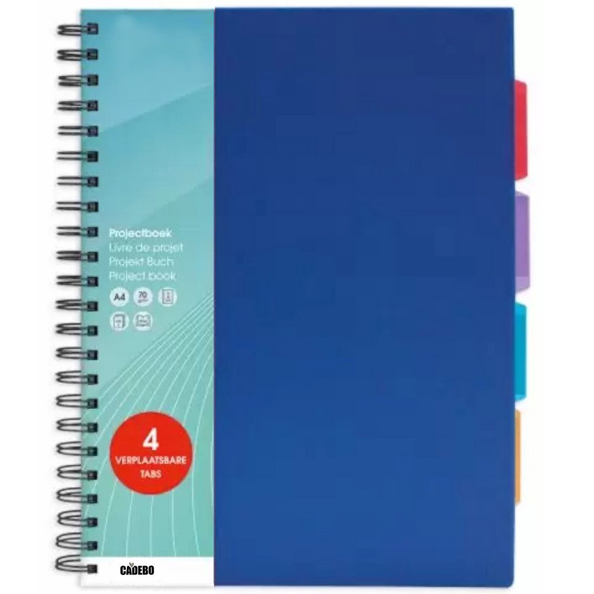 Cadebo Projectboek A4 23r 4tabs 200 vel - Donker Blauw