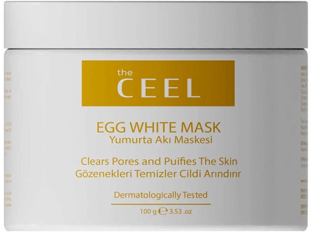 The CEEL Eiwitmasker met aloë vera - Poriënverfijnend & anti mee-eters - Gezichtsmasker - Egg white pore mask 100 gr