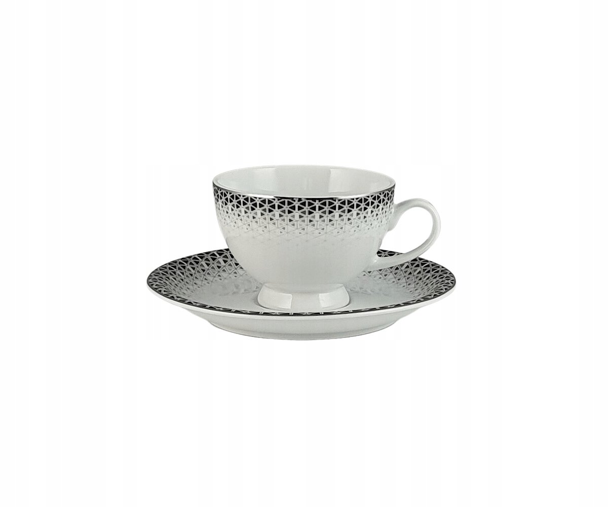 Bogucice Remus Platin Kop en Schotel 200ml - Elegant porselein