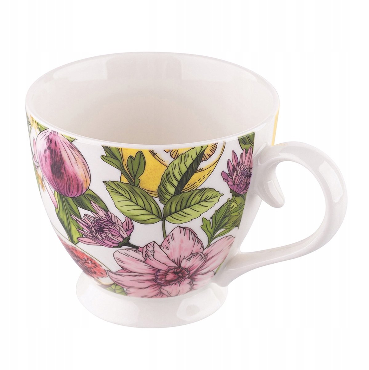 Lemon Kop en Schotel 350ml - Stijlvol Cadeau met Bloemendessin