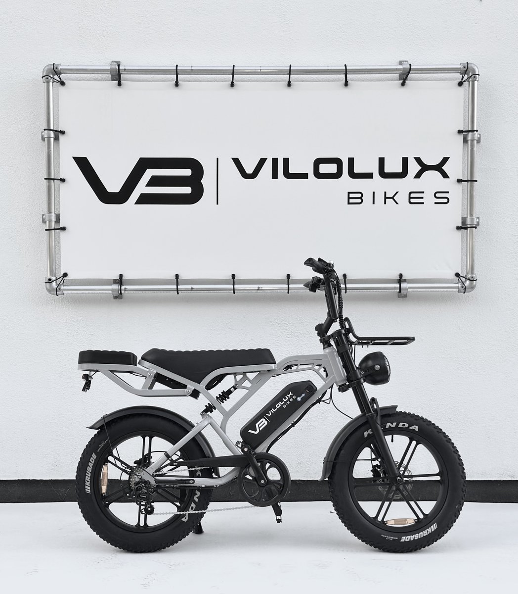 Vilolux® Fatbike electrisch - Fatbike - V20 PRO - 2025 / 2026 Model - Achterzit - Voorrek - Legaal - Rijklaar geleverd - 2 Jaar garantie - Telefoontasje - Hydraulische remmen - Alarm - Nardo Grey - afbeelding 3