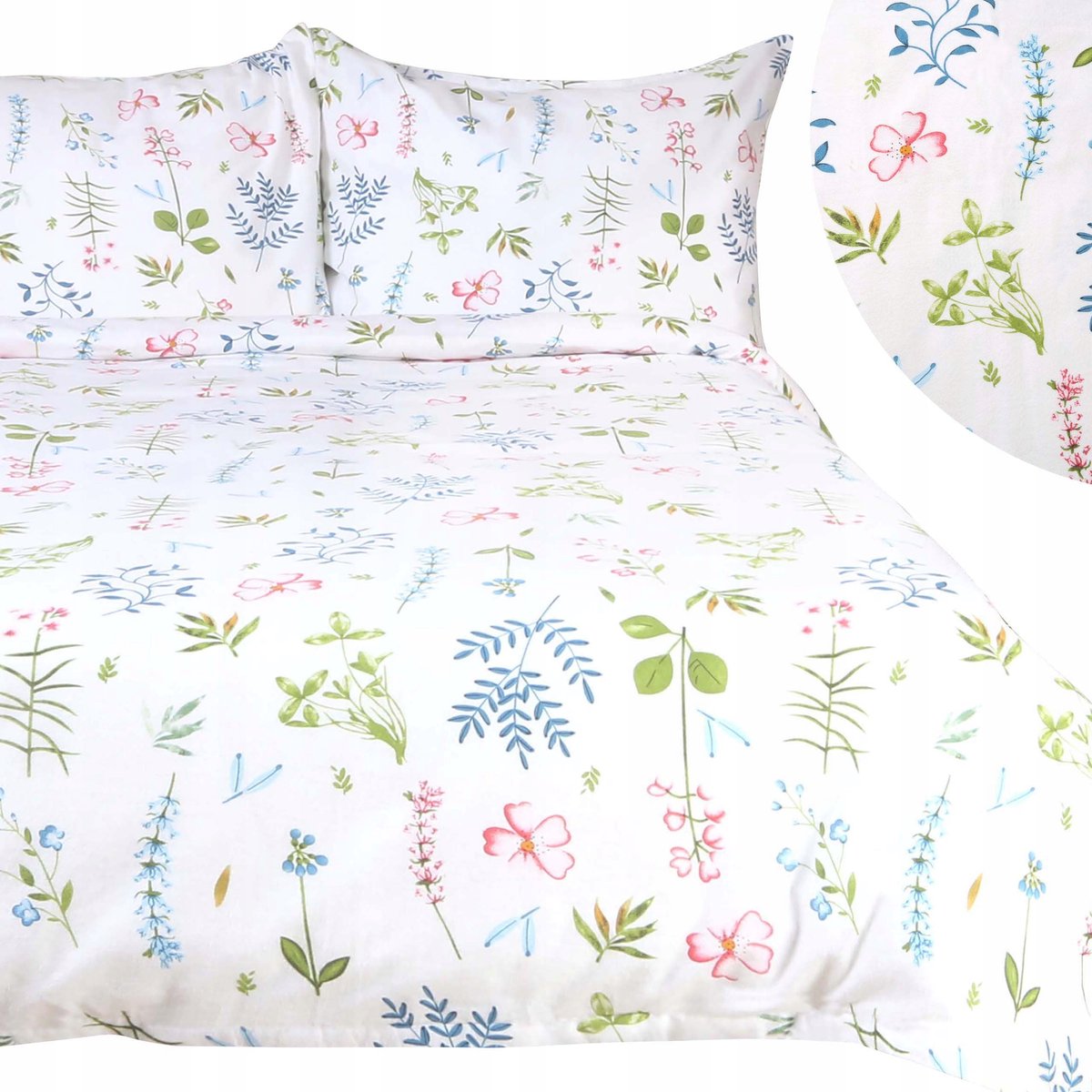 Flanellen Dekbedovertrek Set 160x200cm Kleurrijke Bloemen