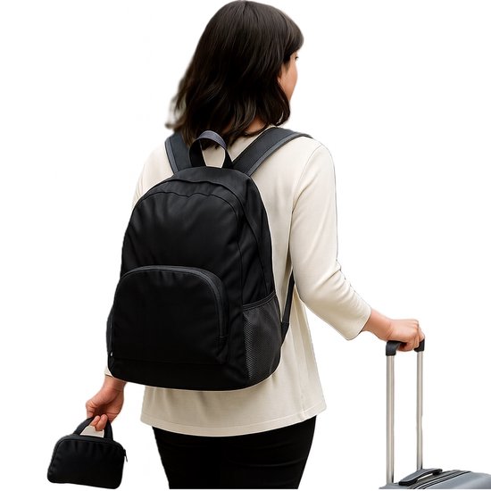 Sac à dos pliable - Sac à dos de jour ultraléger et imperméable - Sac à dos de randonnée en nylon pour les Voyages, le Camping et plein air - Compact, durable et léger - 30 L - Zwart - Unisexe