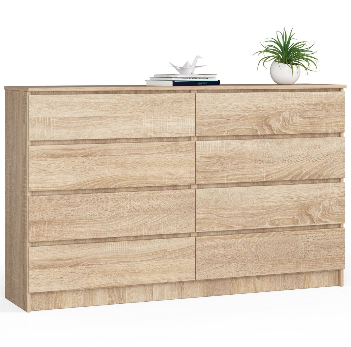 Ladekast K160 met 8 Lades / AKORD Furniture Factory / Sonoma Eik / 160 x 99 x 40 cm