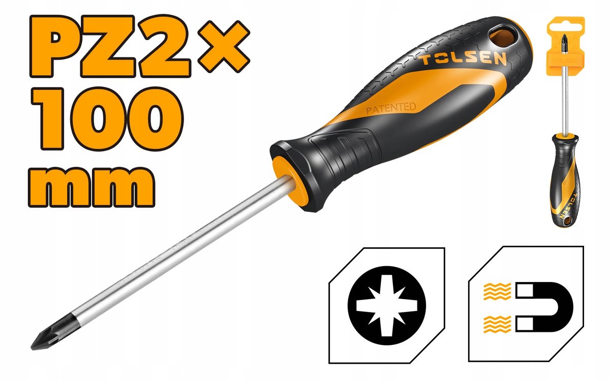 Pozidriv Schroevendraaier PZ2x100mm Cr-V Staal met Comfort Grip