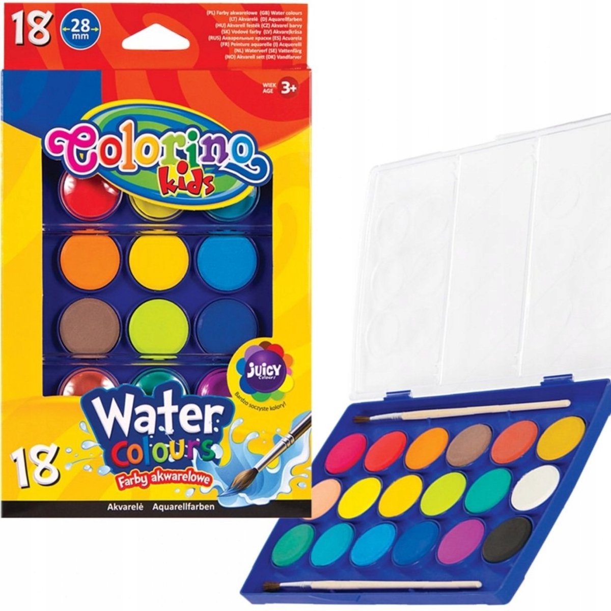 Colorino Waterverf Aquarel 18 Grote Kleuren