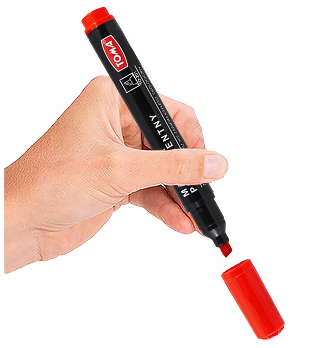 Toma Permanente Marker met Schuine Punt - Rood - Duurzaam