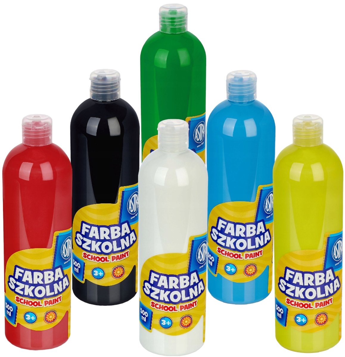 Astra Plakkaatverf Set - 6x 500ml Flassen - Levendige Kleuren