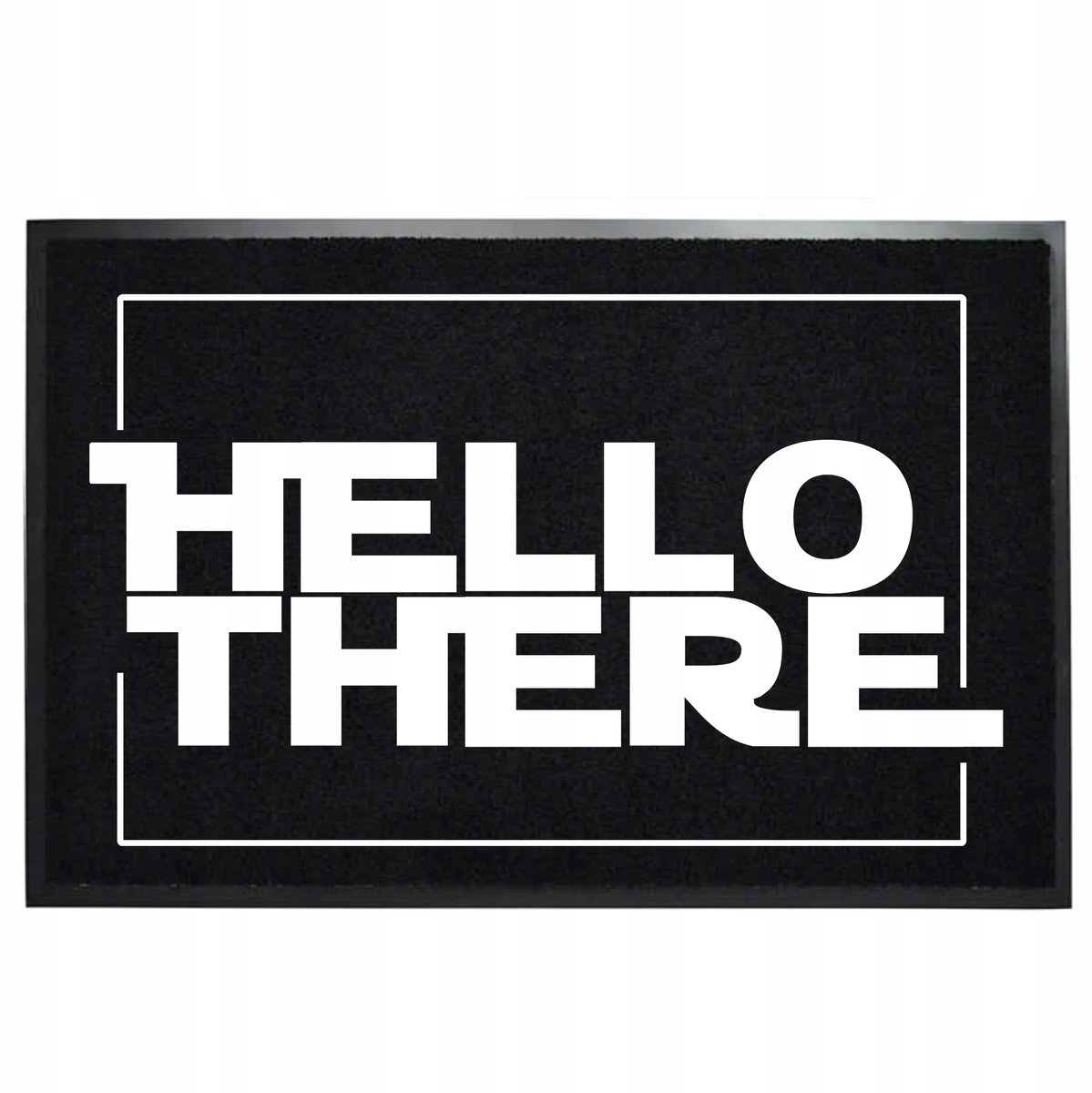 Zwarte Deurmat MONOCHROM 40x60 cm met "HELLO THERE" tekst