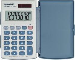 Sharp rekenmachine - EL243S - grijs - 8 digit - 1x LR54 batterij - SH-EL243S