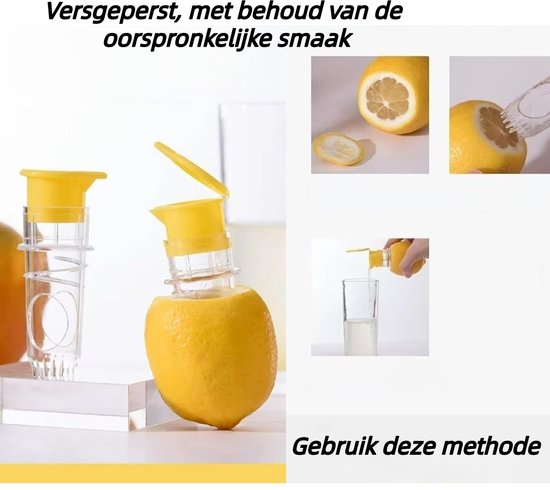 2 stuks - Handmatige citroenpersen - Draagbaar - Citroenpers - Met schroefdop - Gemakkelijk schoon te maken - Voor het maken van vers citroensap - Keukengerei - Geel — afbeelding 5