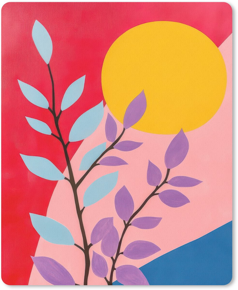 Muismat 19x23 cm - Mousepad Bladeren - Zon - Abstracte vormen - Muismatten