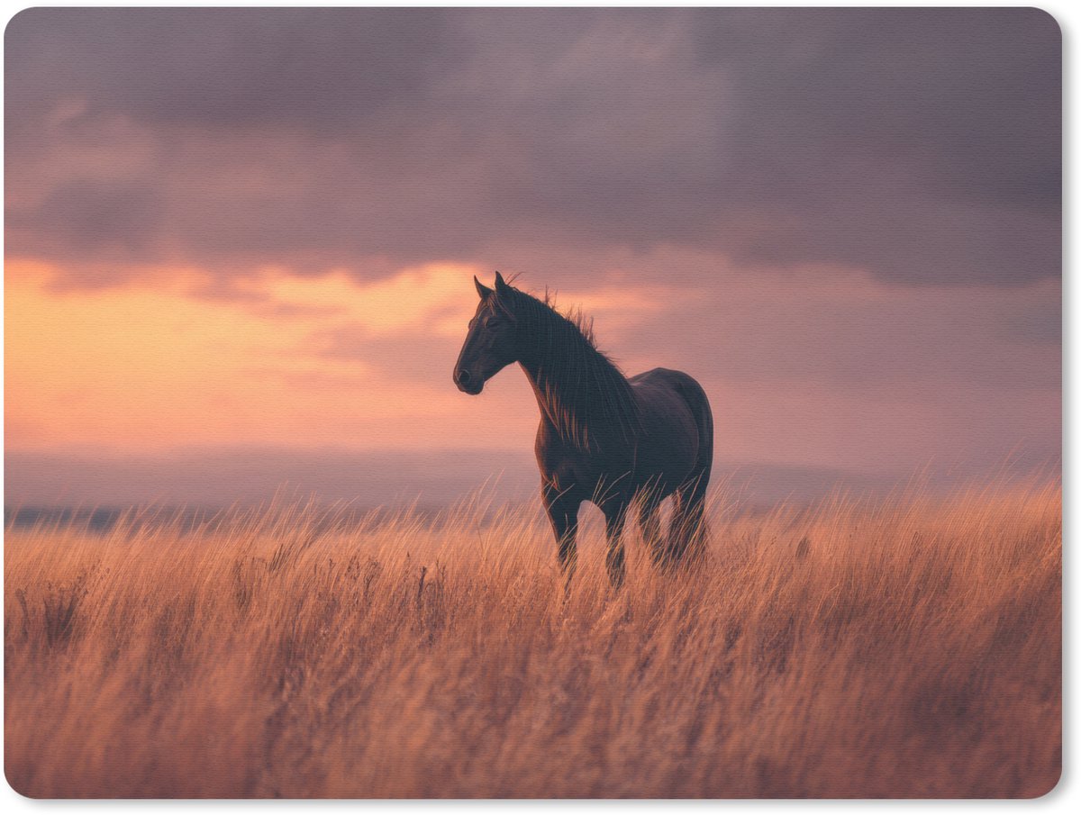 Muismat 23x19 cm - Mousepad Paard - Wolken - Open veld - Muismatten