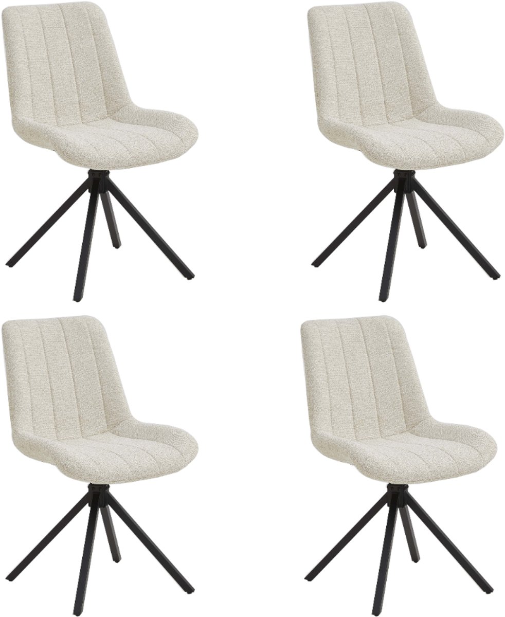 Eetkamerstoelen – Vergaderstoelen – Stoelen – Draaibaar – Set van 4 – Taupe – Comfortabele Stoelen met Zwarte Metalen Poten – Moderne Design Stoelen voor Eetkamer en Kantoor