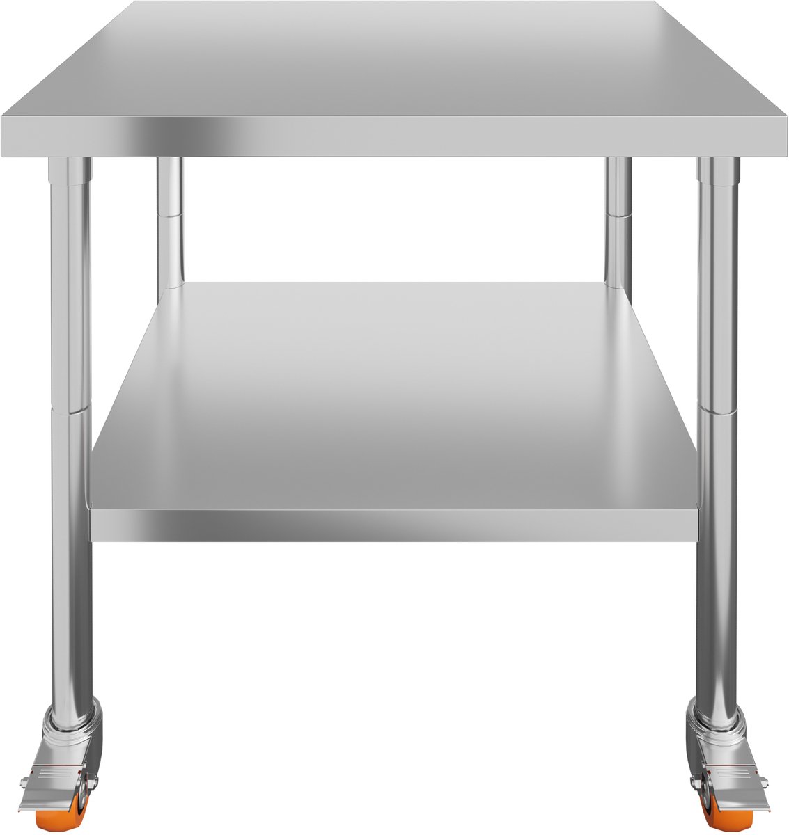 Aufun Rvs Tafel Werktafel Keuken Bijzettafel Met 4 Wielen, In De Maten 76×60×85 CM, Professioneel Werkblad Van Roestvrij Staal Voor Restaurants, Scholen En Keukens