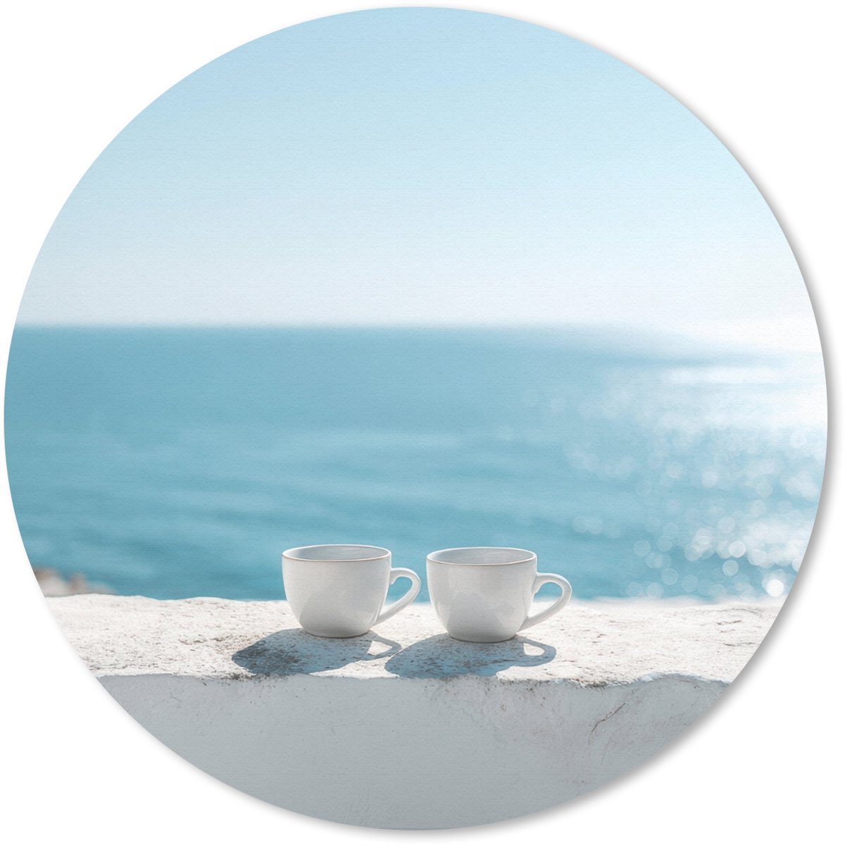 Muismat rond 30x30 cm - Mousepad Zee - Koffiekopjes - Zomers - Ronde muismatten