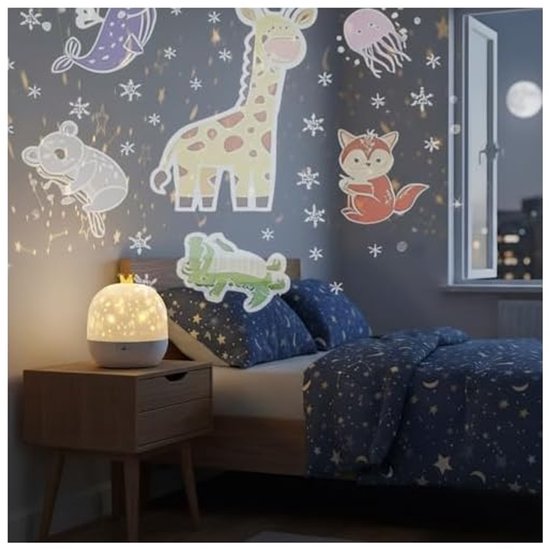 Universele nachtlampprojector - Nachtlamp met muziek, 360 graden draaibare plafondprojector voor slaapkamers, babykamers, met 21 filmsets — afbeelding 3
