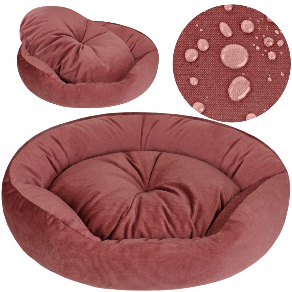 Waterdichte Hondenbedbank Zacht Velours Roze 65x55 cm