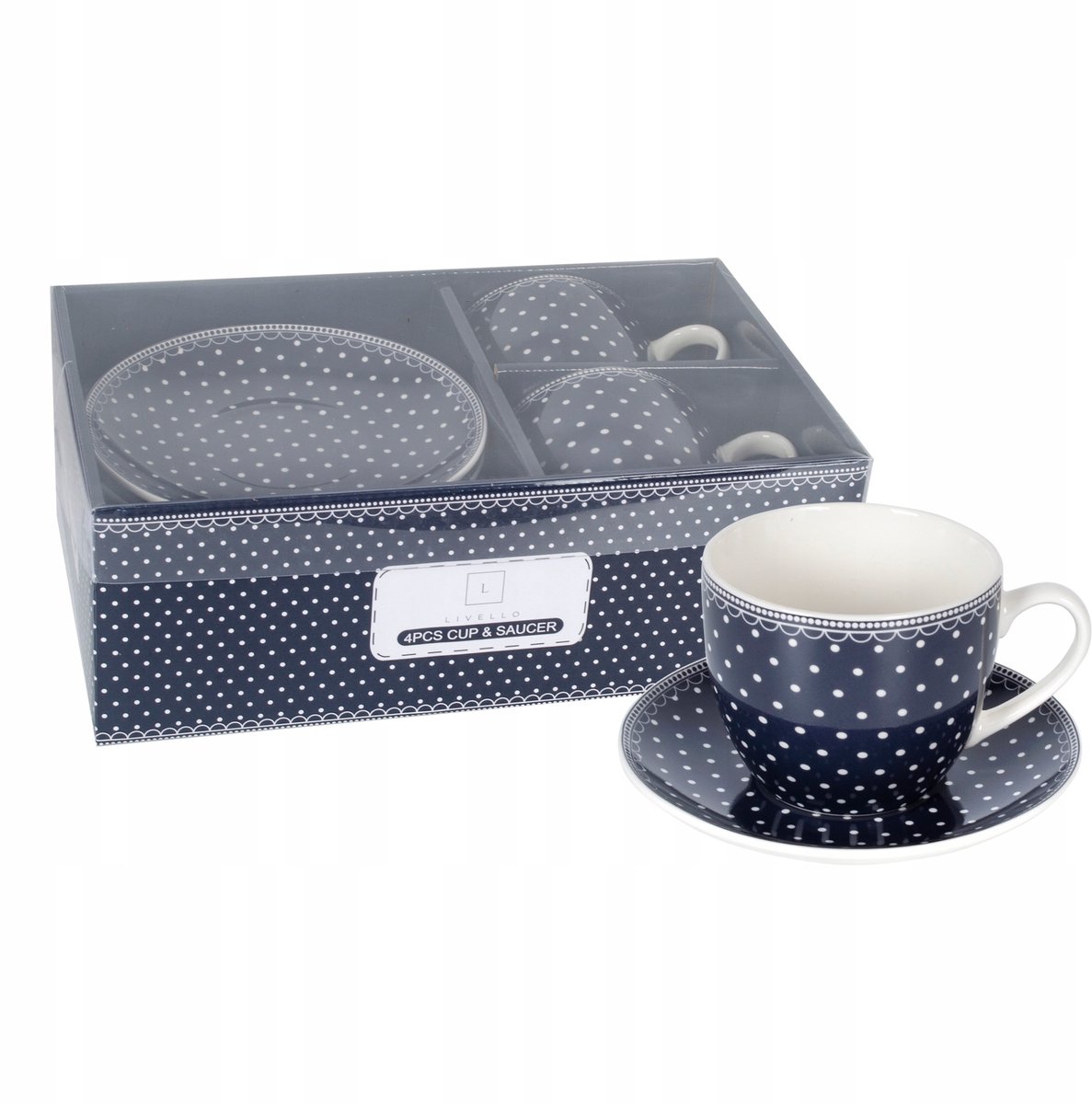 Porseleinen Kop en Schotel Set - 2 stuks, 250 ml