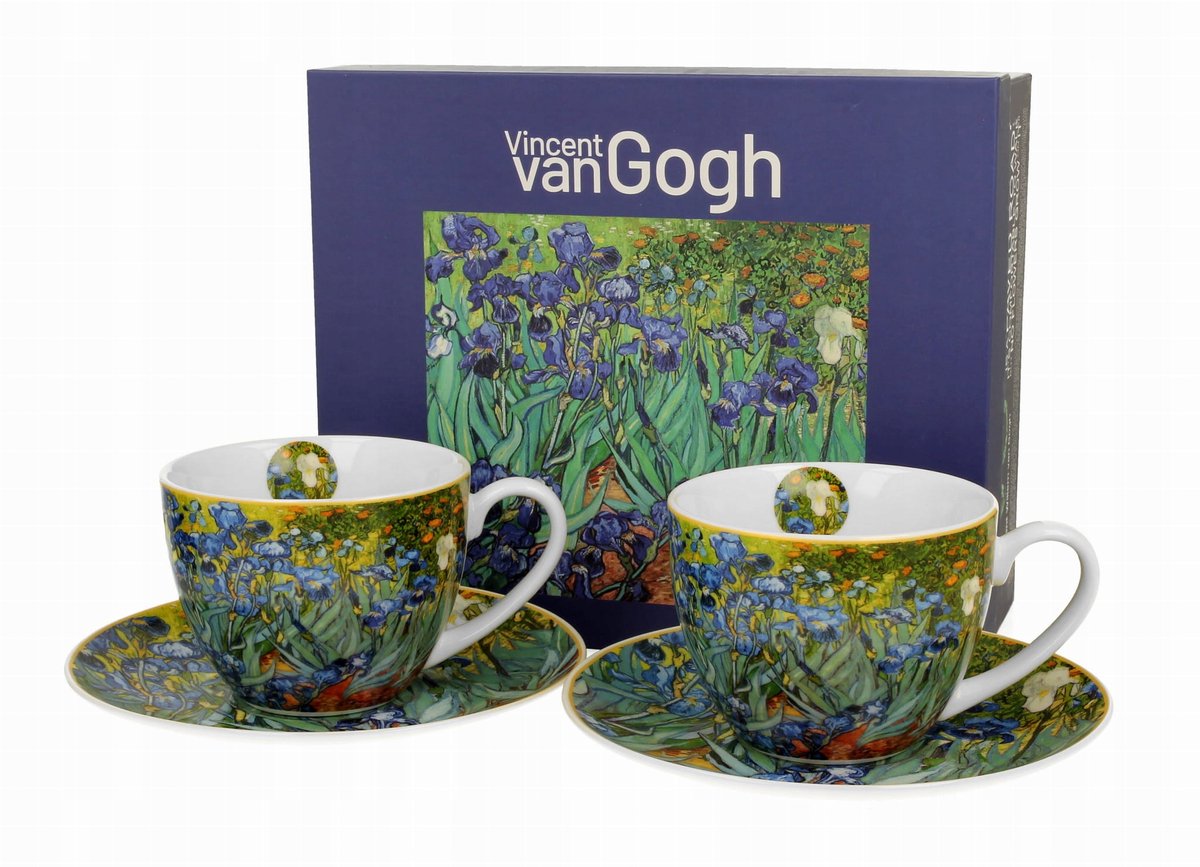 Van Gogh Irissen Kopjes met Schotels 270ml - Set van 2