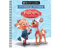 Brain Games - Sticker by Number- Brain Games - Sticker by Number: Rudolph the Red-Nosed Reindeer Classic Christmas Special Activity & Story Text Gift for Kids, Teens & Adults