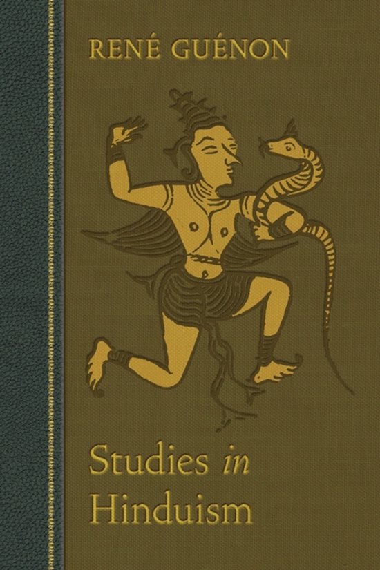 Boek 'Studies in Hinduism' met een gouden afbeelding van een Hindoeïstische godheid met een slang.