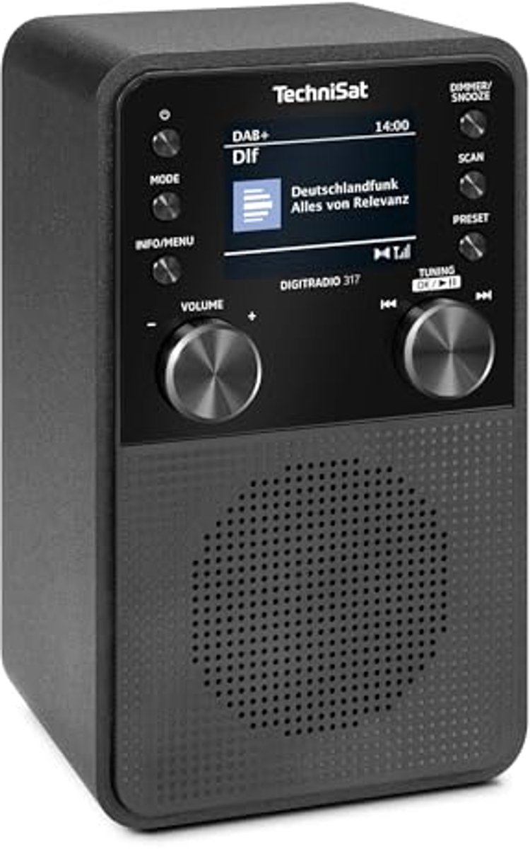 Verticale DAB+ FM-radio met Bluetooth, wekker en kleurendisplay - zwart