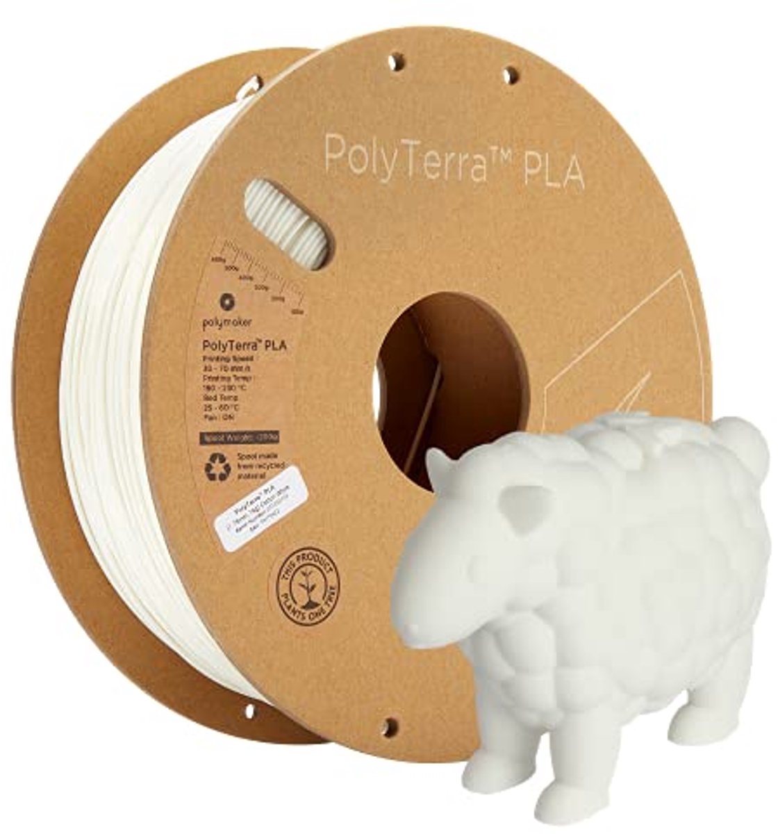 PLA Katoen Filament Wit 1,75 mm - 1kg voor 3D-printers