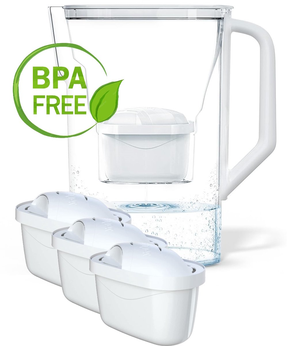 Wessper D3 Slim Aquamax 2,7l Waterfilterkannen, set met 3 waterfilters - Wit