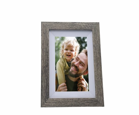 Pora&Co - Digitale fotolijst met WiFi en Frameo App -8 inch – HD -IPS Display – Donker Bruin/Wit - Micro SD – Touchscreen