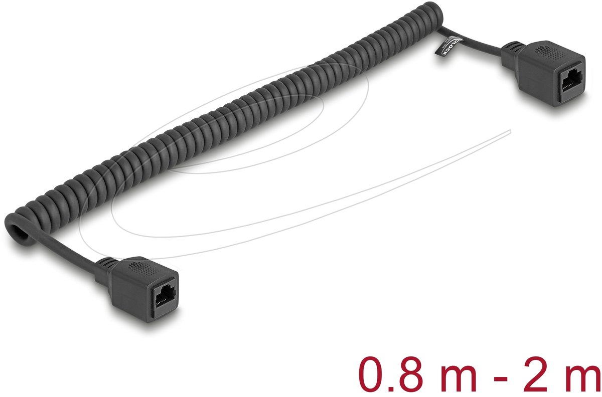 Delock RJ45 Coiled Cable jack to jack Cat.5e UTP 0.8 m to 2 m black