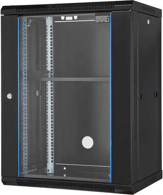 Baie serveur CINK & Co Pro Series 15U – Montage mural et sur pied – Baie réseau 19 pouces – Acier au carbone – Capacité de charge de 227 kg – Porte en verre trempé – Rack équipements informatiques et audiovisuels
