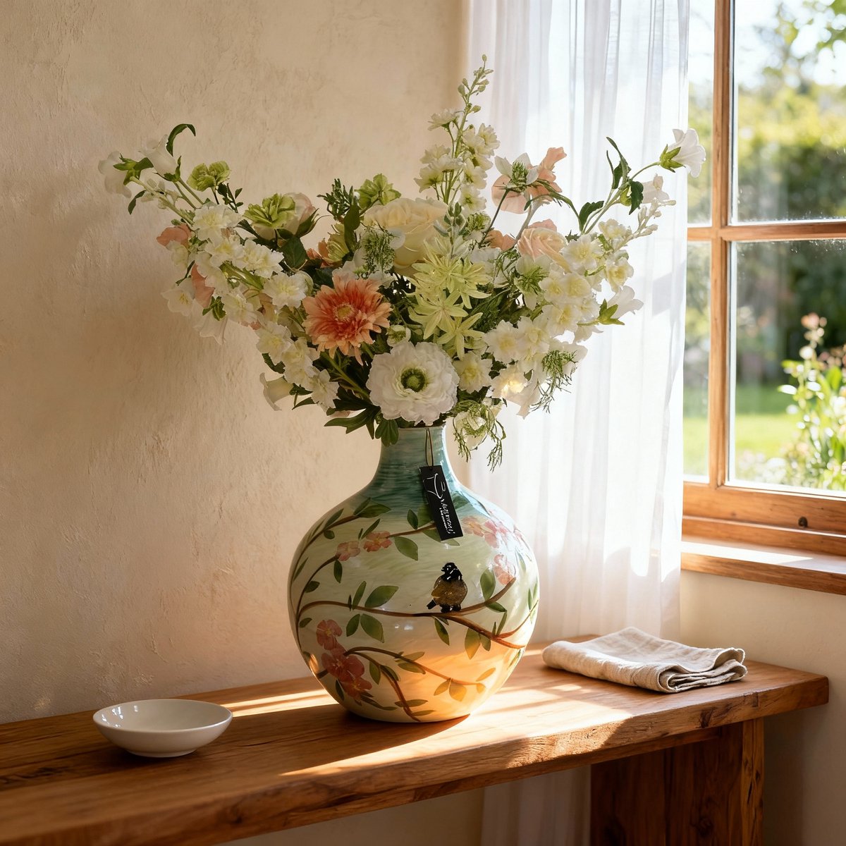 maxifleur Kunstplanten Handgebonden Kunstboeket Alexia Luzern 70cm Zalm